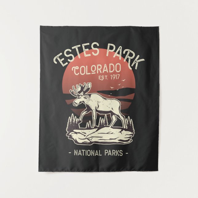 Estes Park Colorado National Park Moose Sunset  Tapestry (Front)