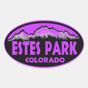 Estes Park Colorado purple oval stickers