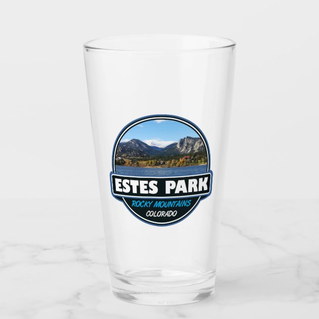 Estes Park Colorado Travel Art Emblem Glass (Front)