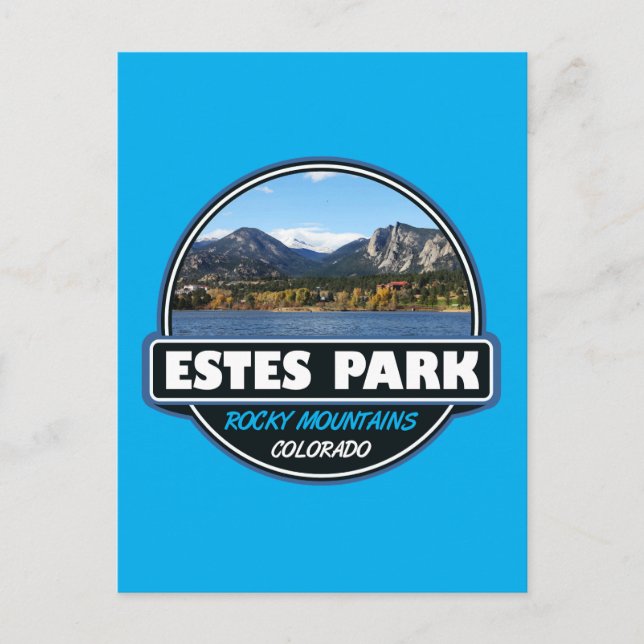 Estes Park Colorado Travel Art Emblem Postcard (Front)