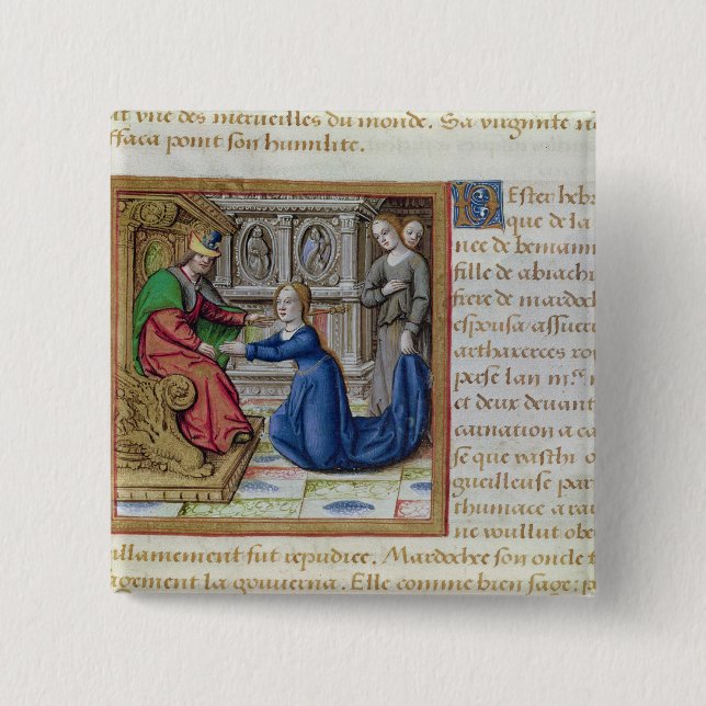 Esther 2 Inch Square Button (Front)