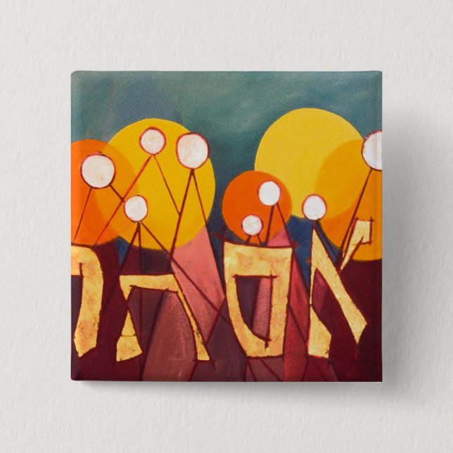 Esther 2 Inch Square Button (Front)