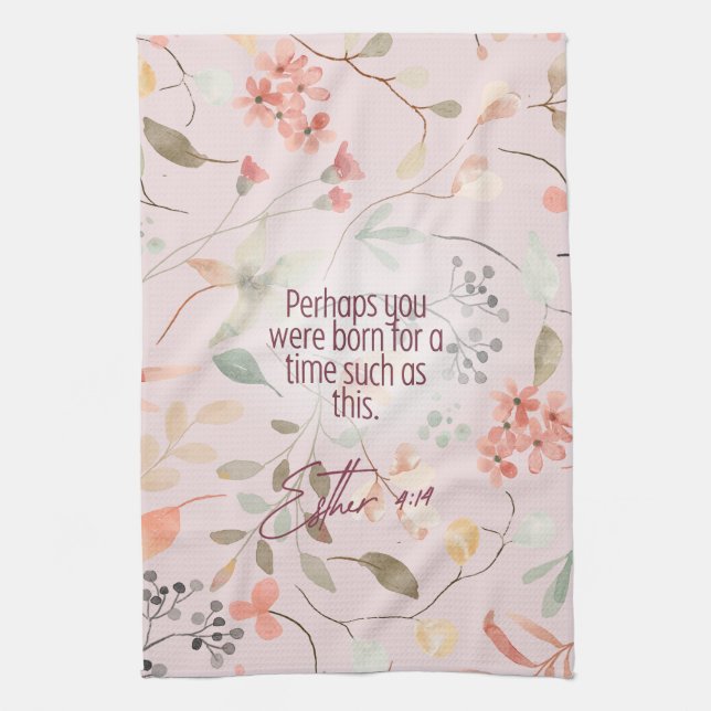 Esther 4:14 Christian Bible Verse Art Kitchen Towel (Vertical)