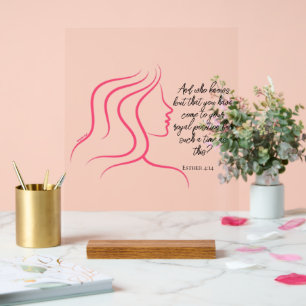 Esther 4:14 Écriture Bible Verse rose Silhouette