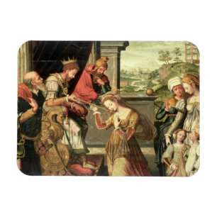 Esther before King Ahasuerus with Haman being sent Magnet