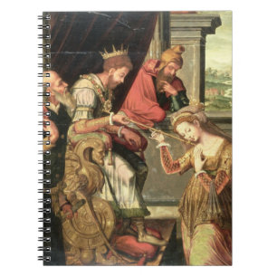 Esther before King Ahasuerus with Haman being sent Notebook