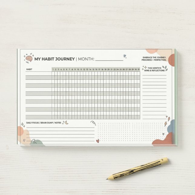 Esthetic Neurodivergent Habit Tracker Brain Dump Post-it Notes (On Desk)