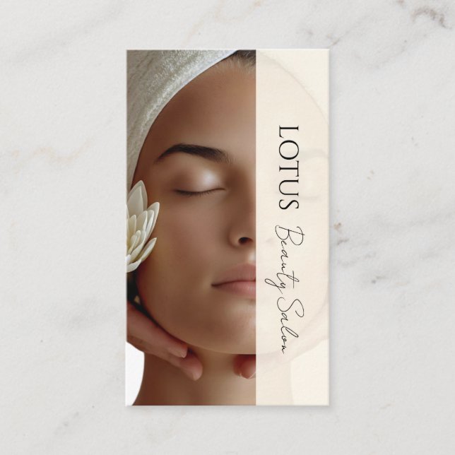 Esthetician Beautician Beige QR Code & Photo Business Card (Front)