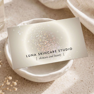 Esthetician Celestial Glow Champagne Gold Luxury Business Card