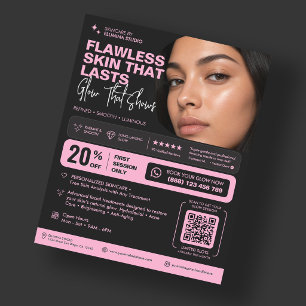 Esthetician Glow Skincare Aesthetic Pink Black Flyer