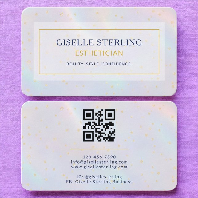 Esthetician Holographic QR Code Business Card (Creator Uploaded)