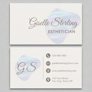 Esthetician Iridescent Pearl Opal Abstract Business Card