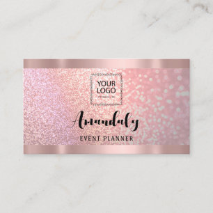 Esthetician Lash Nails Hair QR CodeLogo Rose Pink Business Card