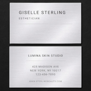 Esthetician Silver Metallic Professional Business Card