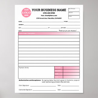 Estimate Quote Job Proposal Forms Contractor Green Poster