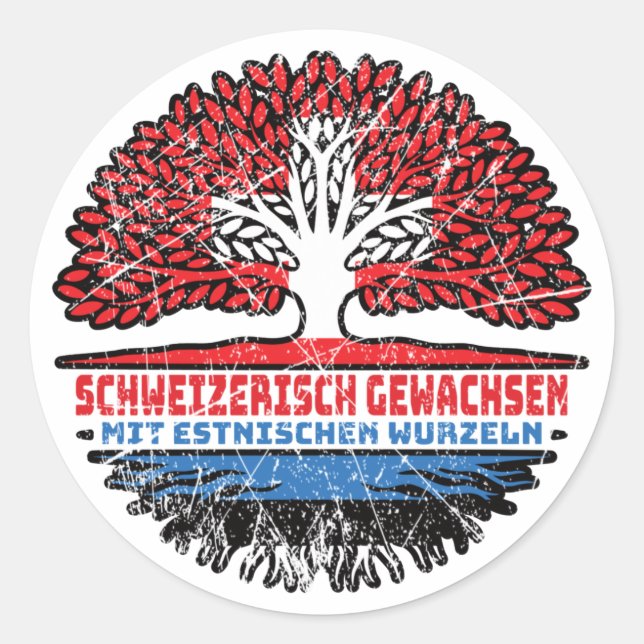 Estland Estnisch Schweizer Schweiz Baum Wurzel Classic Round Sticker (Front)