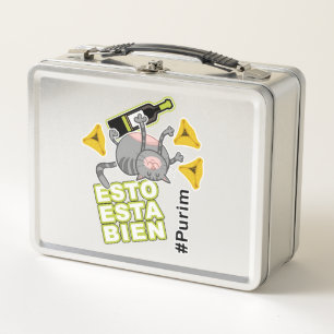 Esto Esta Bien. Funny Purim Cat. Spanish   Metal Lunch Box