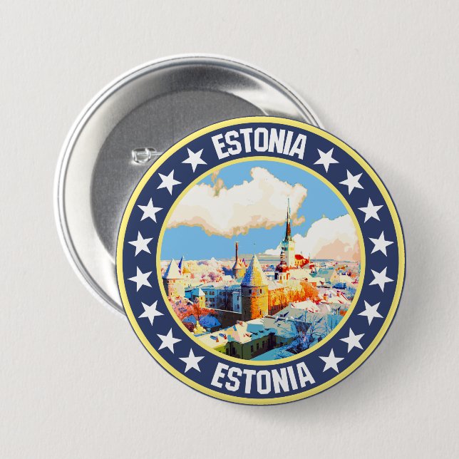 Estonia                                            3 inch round button (Front & Back)