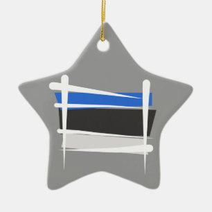 Estonia Brush Flag Ceramic Ornament
