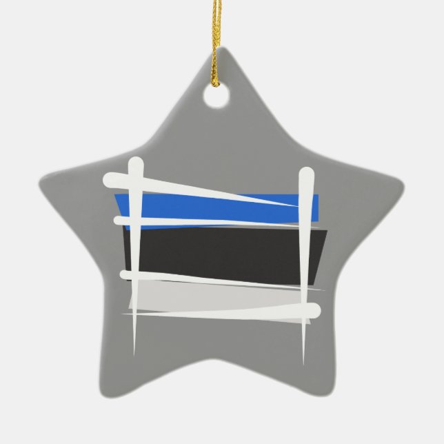 Estonia Brush Flag Ceramic Ornament (Front)
