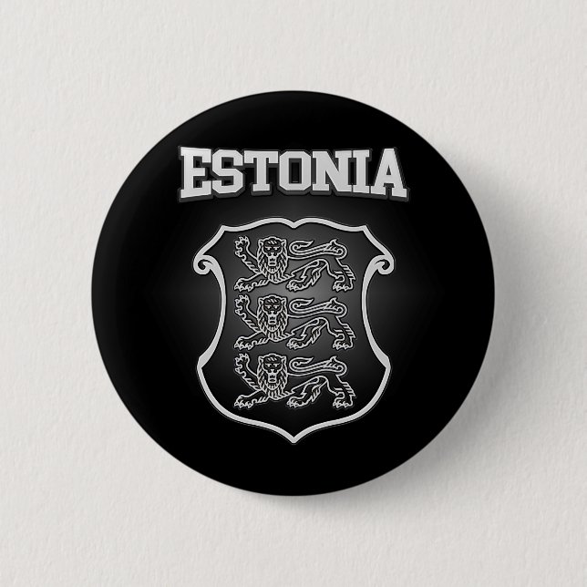 Estonia  Coat of Arms 2 Inch Round Button (Front)