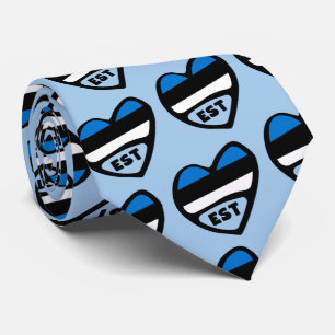 Estonia Country Code Flag Heart, EST Tie