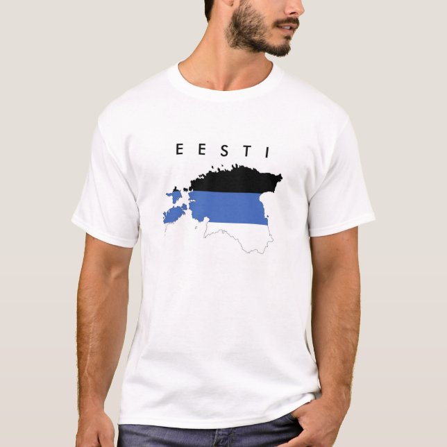 estonia country flag map shape symbol text eesti T-Shirt (Front)