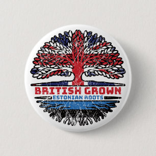 Estonia Estonian British UK Tree Roots Flag 2 Inch Round Button