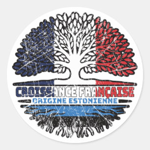 Estonia Estonian French France Tree Roots Flag Classic Round Sticker