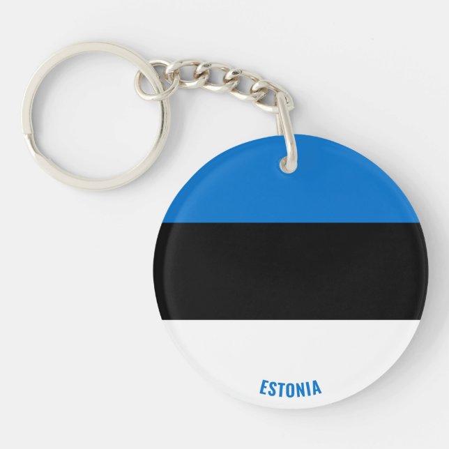 Estonia Flag Charming Patriotic Keychain (Front)