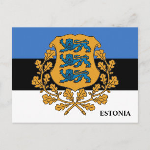 Estonia Flag & Coat of Arms Postcard! Postcard