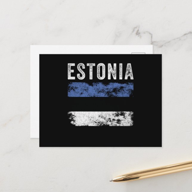 Estonia Flag Distressed - Estonian Flag Postcard (Front/Back In Situ)