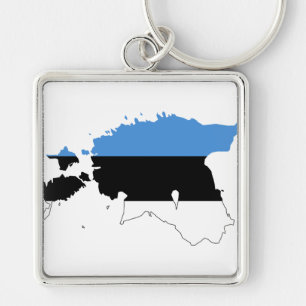 Estonia Flag map EE Keychain