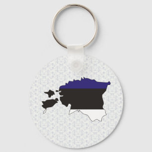 Estonia Flag Map full size Keychain