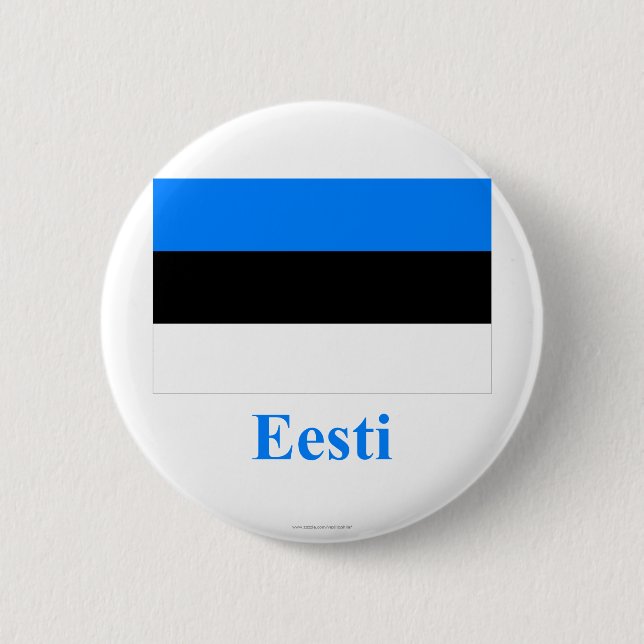 Estonia Flag with Name in Estonian 2 Inch Round Button (Front)