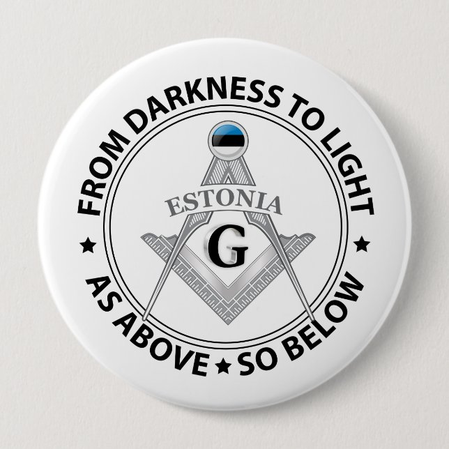 Estonia freemasonry sign 4 inch round button (Front)