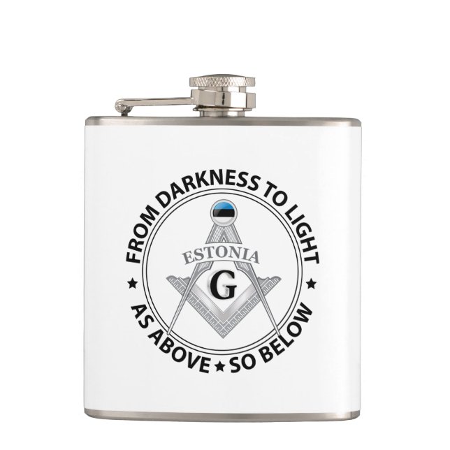 Estonia freemasonry sign hip flask (Front)
