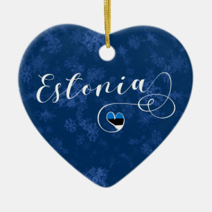 Estonia Heart, Christmas Tree Ornament, Estonian Ceramic Ornament