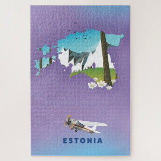 Estonia Illustrated map tourist poster Jigsaw Puzzle