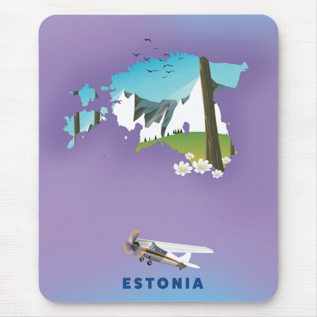 Estonia Illustrated map tourist poster Mouse Pad (Front)