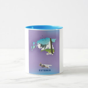 Estonia Illustrated map tourist poster Mug