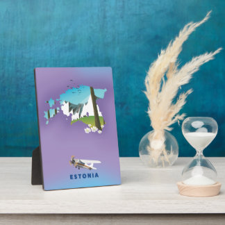 Estonia Illustrated map tourist poster Plaque