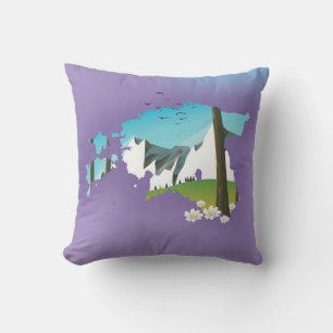 Estonia Illustrated map tourist poster Throw Pillow