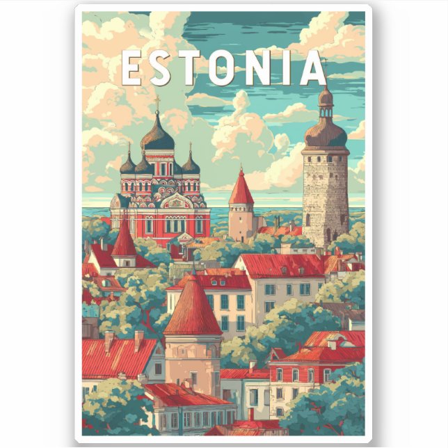 Estonia Illustration Travel Art Vintage (Front)