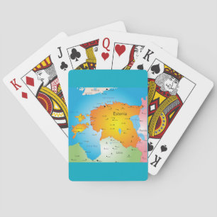 Estonia Map Baltic Country and Cities Playing Cards