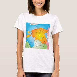 Estonia Map Baltic Country and Cities T-Shirt