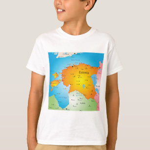 Estonia Map Baltic Country and Cities T-Shirt
