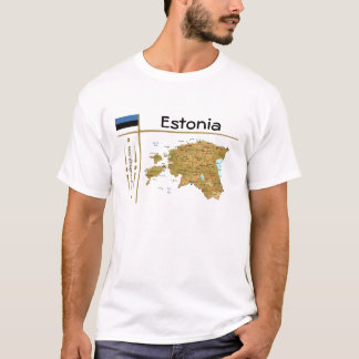 Estonia Map + Flag + Title T-Shirt