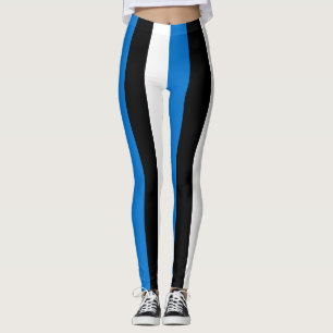 Estonia National Flag Colours Vertical Striped Leggings