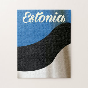 Estonia National flag travel poster Jigsaw Puzzle